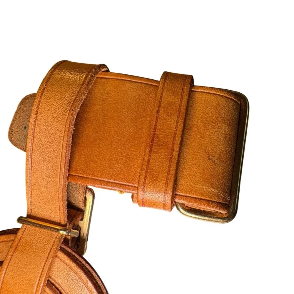 Louis Vuitton Leather Luggage Tag Adjustable Strap Made in France Authentic